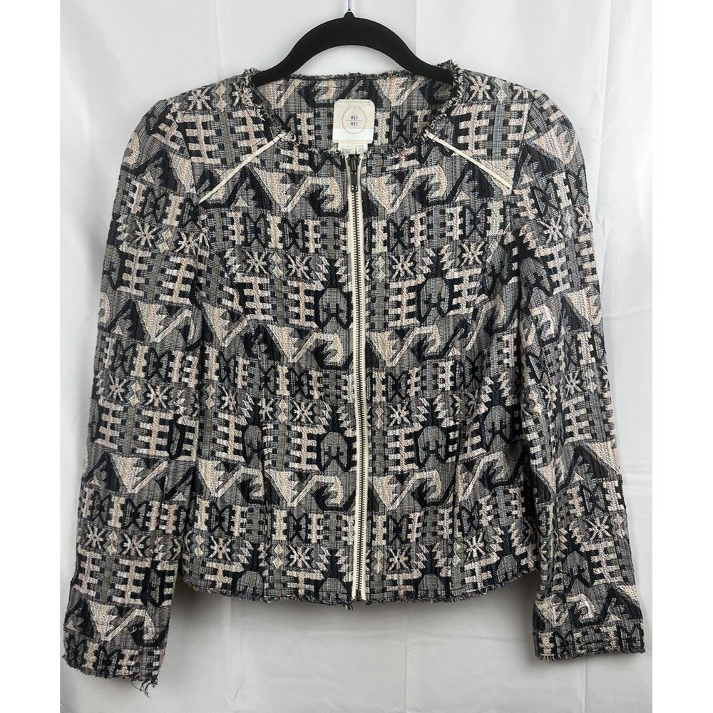 Hei Hei Anthropologie Faifo Zip Up Blazer Multicolored‎ Textured Tapestry Size 0